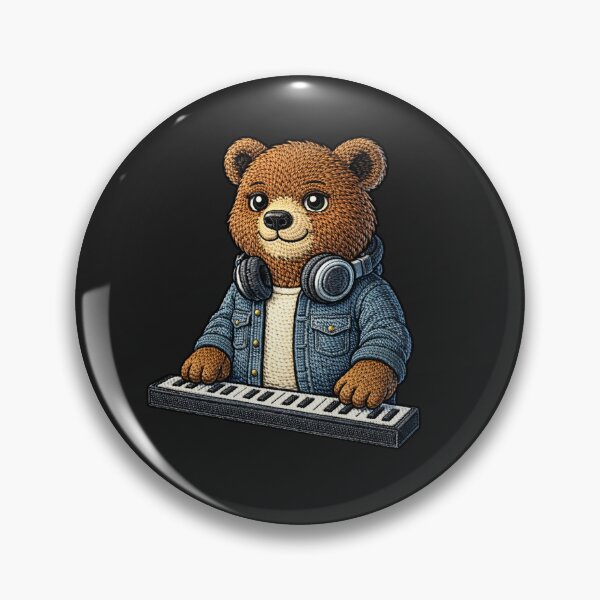 Item preview, Music Producer Bear – Embroidered Patch Style Keyboard Studio Animal Art designed and sold by ColorSplash123.