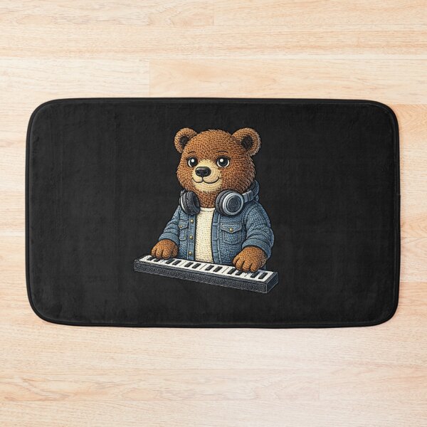 Item preview, Music Producer Bear – Embroidered Patch Style Keyboard Studio Animal Art designed and sold by ColorSplash123.