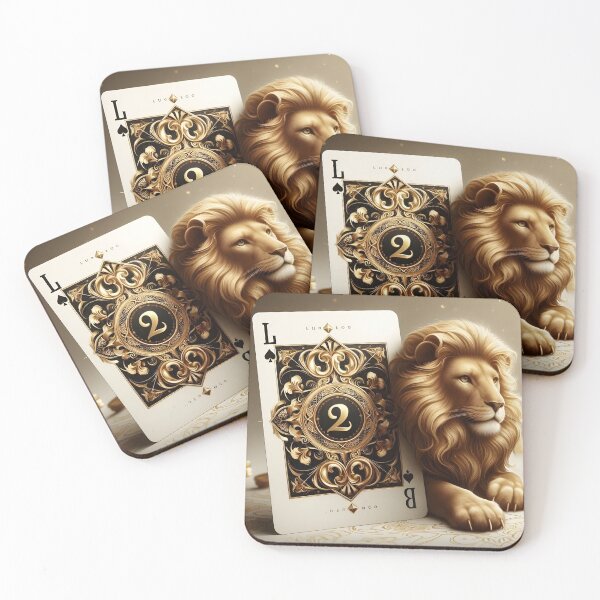 Item preview, Golden Lion Two of Spades Luxury Card designed and sold by Zodiac Celestial Art.