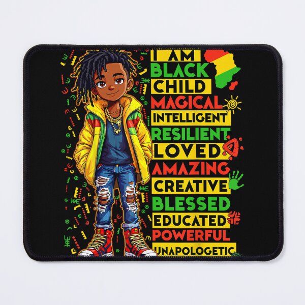 Item preview, I Am Black Child Magical Cool Anime Boy Dreadlocks Streetwear Affirmation designed and sold by Daisy Grimes.