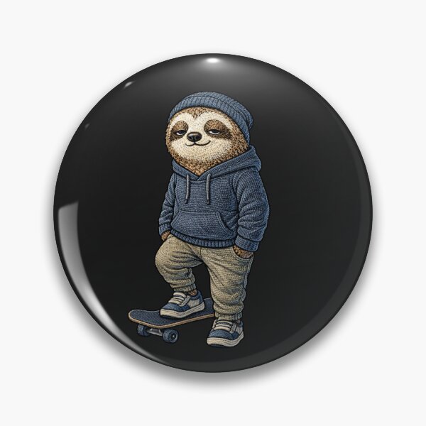 Item preview, Skateboard Sloth – Embroidered Patch Style Urban Streetwear Animal Art designed and sold by ColorSplash123.
