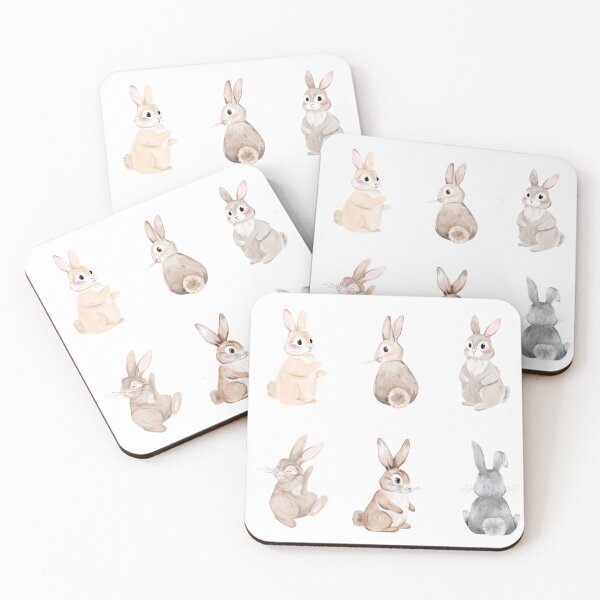 Item preview, Set of Brown Watercolor Rabbits designed and sold by Sagi Jane Art.