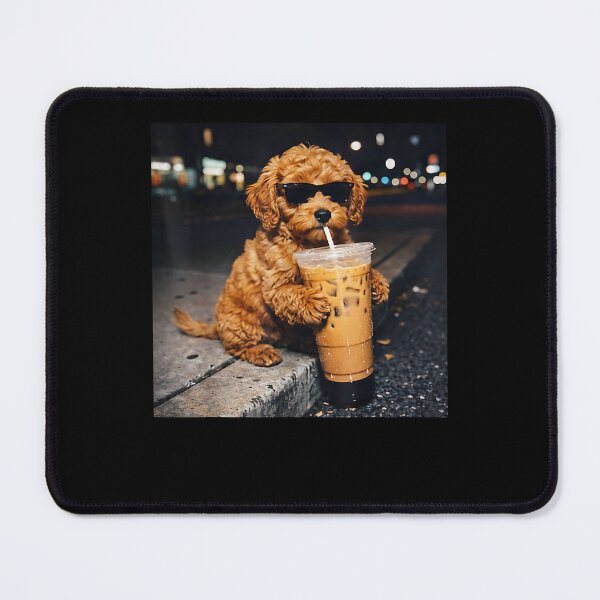 Item preview, Dog Goldendoodle Drinking Iced Coffee Funny Animal Meme designed and sold by Boutkimaewab.