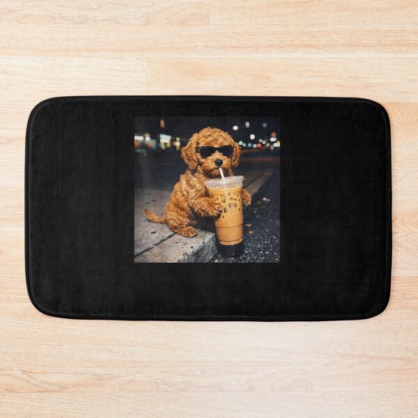 Item preview, Dog Goldendoodle Drinking Iced Coffee Funny Animal Meme designed and sold by Boutkimaewab.