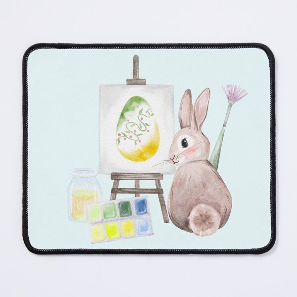Item preview, Easter Bunny Painting Egg on Easel designed and sold by Sagi Jane Art.