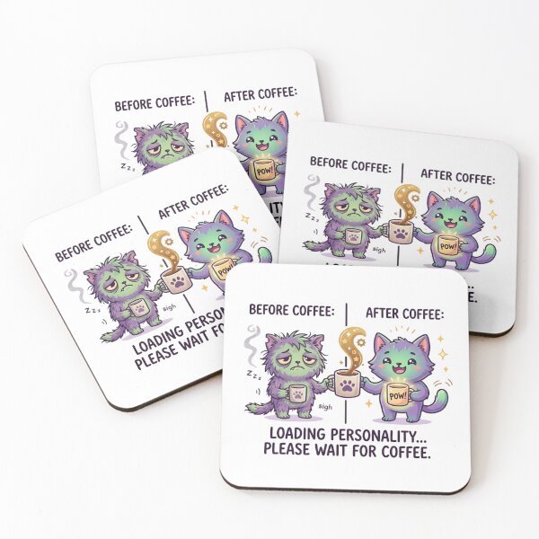 Item preview, Before and After Coffee - Loading Personality Funny Monster Sticker designed and sold by ZYNORAworld.