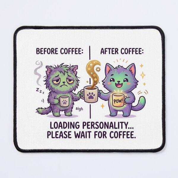 Item preview, Before and After Coffee - Loading Personality Funny Monster Sticker designed and sold by ZYNORAworld.