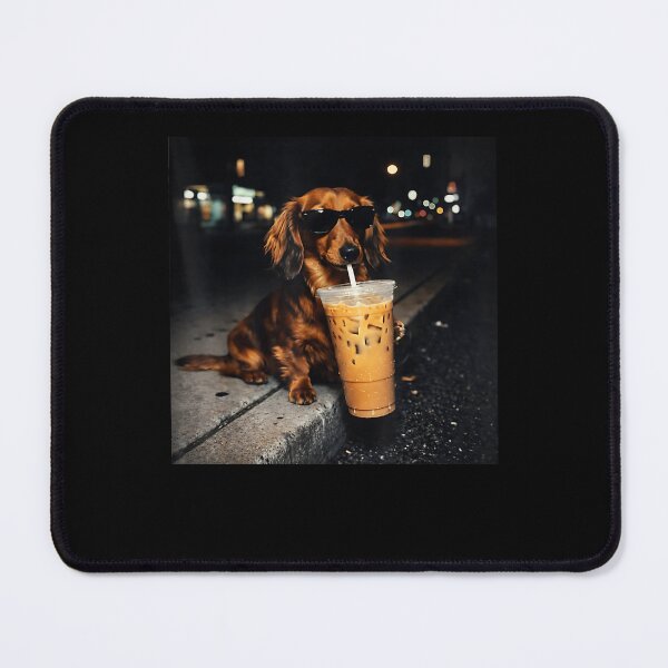 Item preview, Funny Dachshund Drinking Iced Coffee Cute Dog Meme Humor designed and sold by Boutkimaewab.