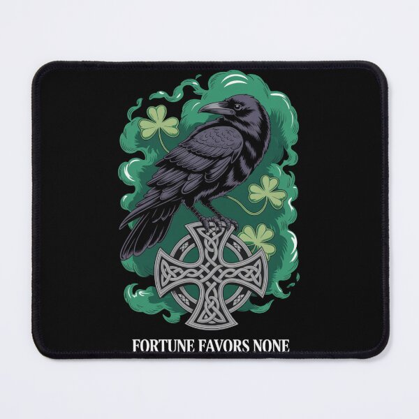 Item preview, Fortune Favors None – Celtic Cross Raven Emerald Cloud St. Patrick's Day designed and sold by DarylWelsh2024.
