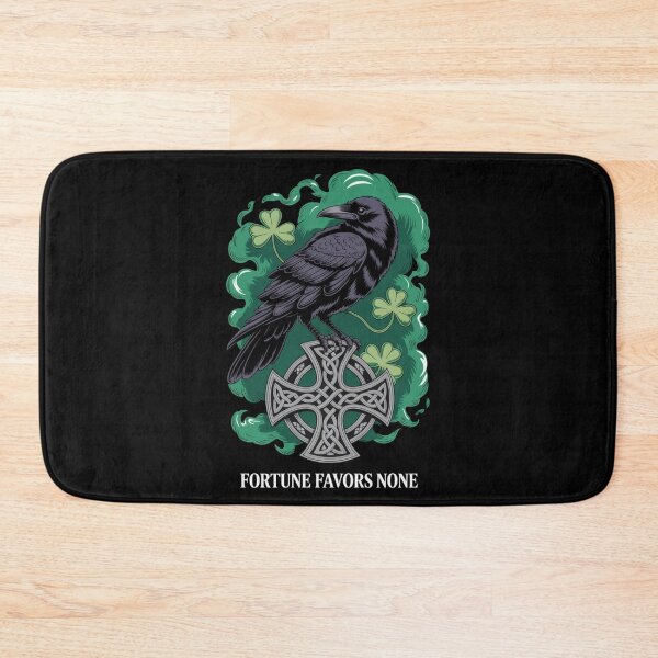 Item preview, Fortune Favors None – Celtic Cross Raven Emerald Cloud St. Patrick's Day designed and sold by DarylWelsh2024.