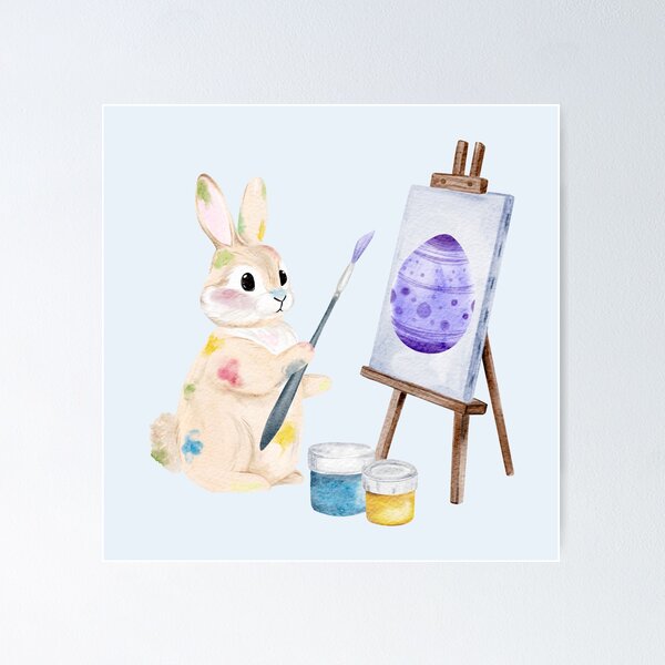 Item preview, Cute Watercolor Bunny Painting Big Easter Egg designed and sold by Sagi Jane Art.
