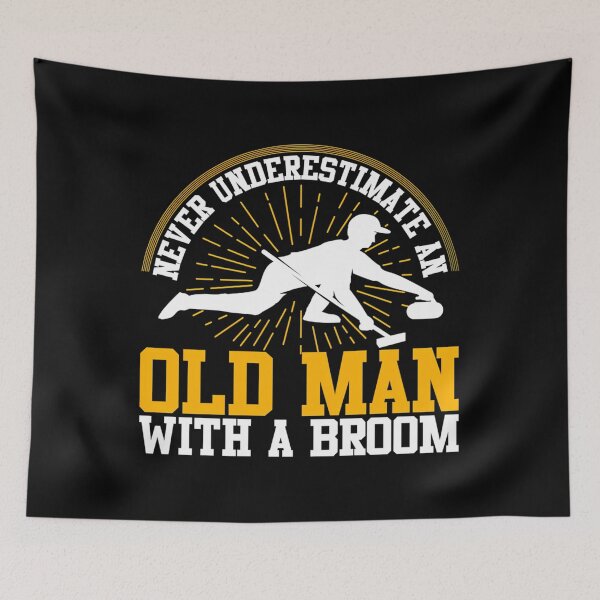 Item preview, never Underestimate An Old Man With A Broom Funny Curling designed and sold by GOHILRAHUL.
