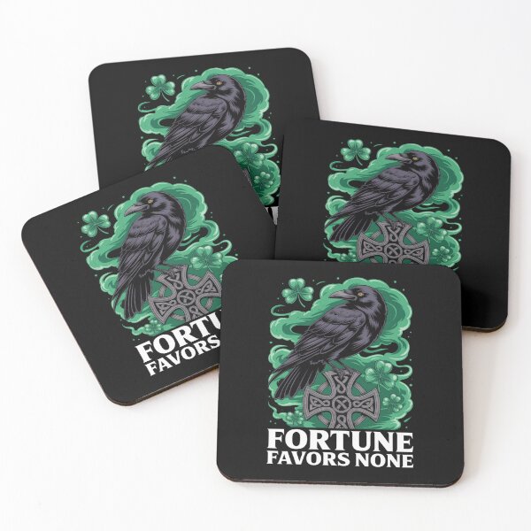 Item preview, Fortune Favors None – Celtic Cross Raven Deep Green Cloud St. Patrick's Day designed and sold by DarylWelsh2024.
