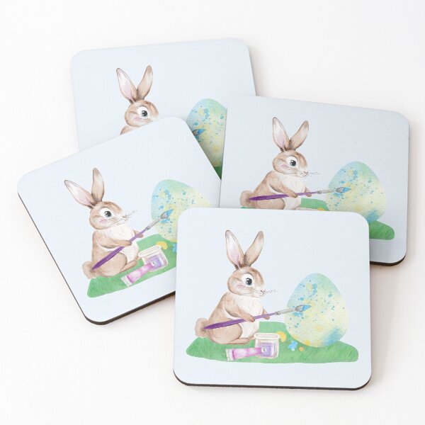Item preview, The Easter Bunny paints eggs designed and sold by Sagi Jane Art.