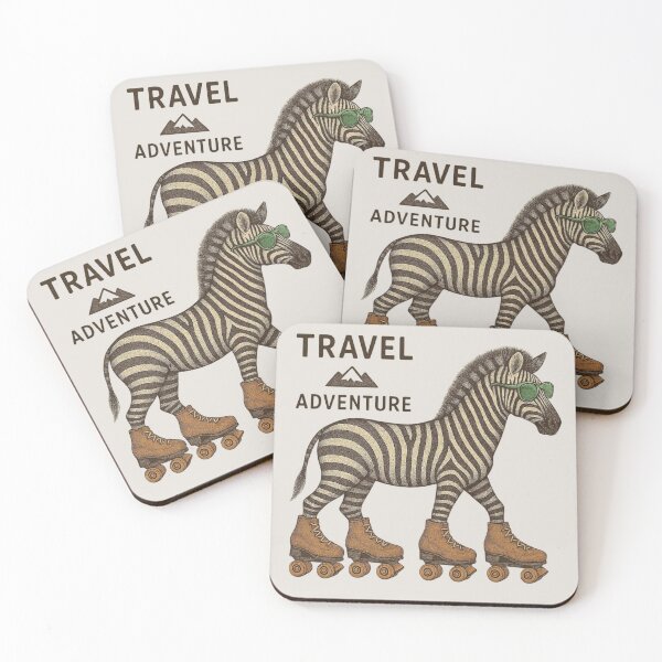 Item preview, Kawaii Zebra on Roller Skates – Cute Travel & Adventure Illustration designed and sold by Aloloco.
