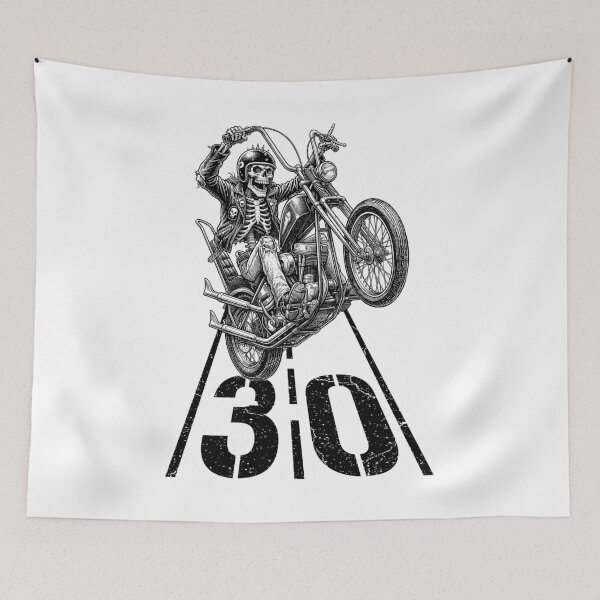 Item preview, 30th Birthday Motorcycle Funny Biker Skeleton 30 Speed Limit designed and sold by GrandeDuc.