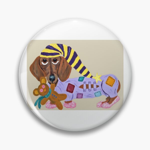 Item preview, Dachshund in PJs with Teddy Bear designed and sold by Squirreldumplings.