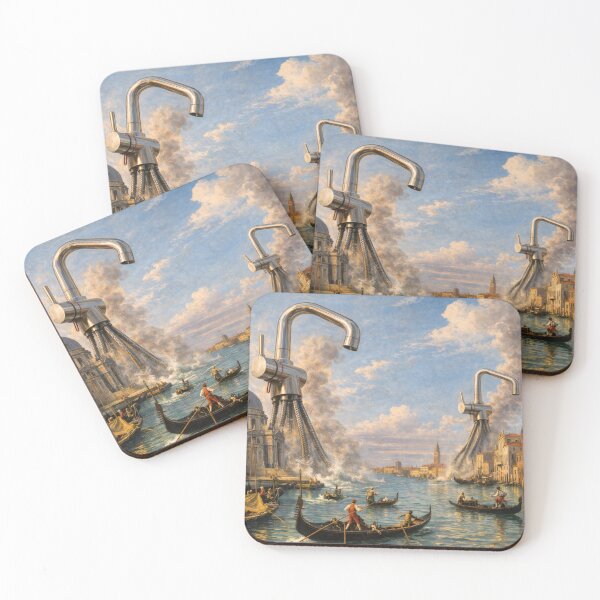 Item preview, Curious Faucets Visiting the Grand Canal – Inspired by Canaletto (1697–1768), who thankfully never dealt with oversized kitchen hardware. designed and sold by TheArtsyFrogs.