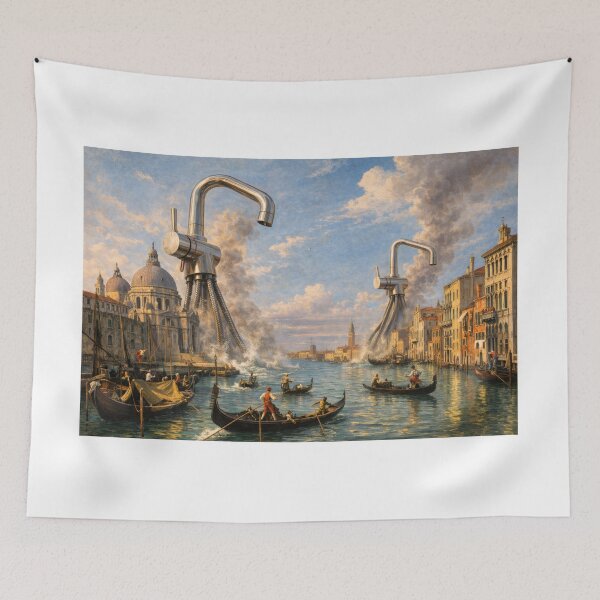 Item preview, Curious Faucets Visiting the Grand Canal – Inspired by Canaletto (1697–1768), who thankfully never dealt with oversized kitchen hardware. designed and sold by TheArtsyFrogs.