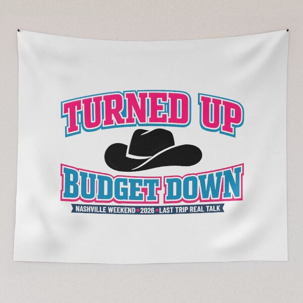 Item preview, Turned Up Budget Down Nashville Travel Typography designed and sold by SplashTastic.