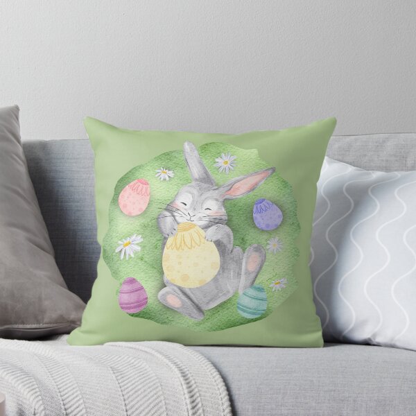 Item preview, Easter bunny with an egg in a clearing designed and sold by Sagi Jane Art.
