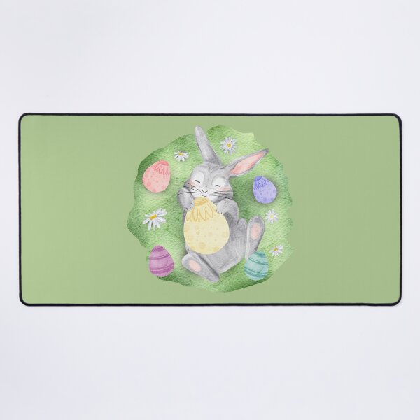 Item preview, Easter bunny with an egg in a clearing designed and sold by Sagi Jane Art.