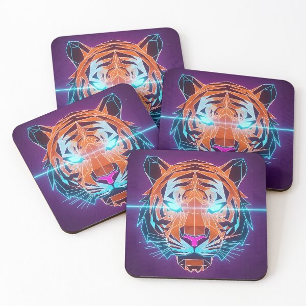 Item preview, Neon Geometric Tiger Head - Low Poly Synthwave Art designed and sold by powersunlight.