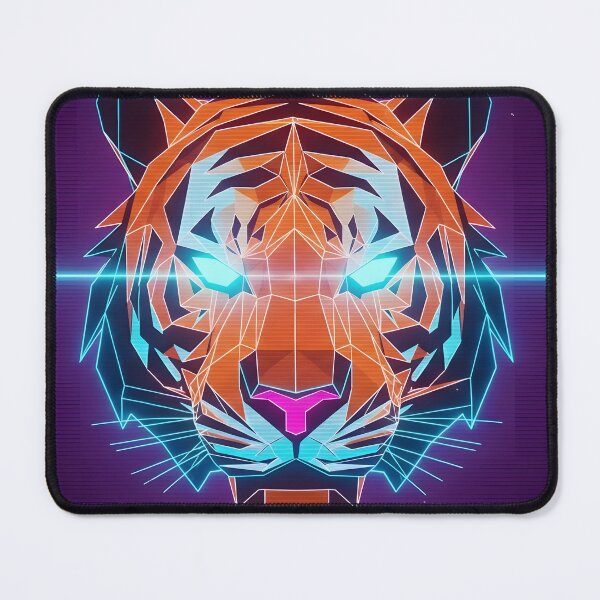 Item preview, Neon Geometric Tiger Head - Low Poly Synthwave Art designed and sold by powersunlight.