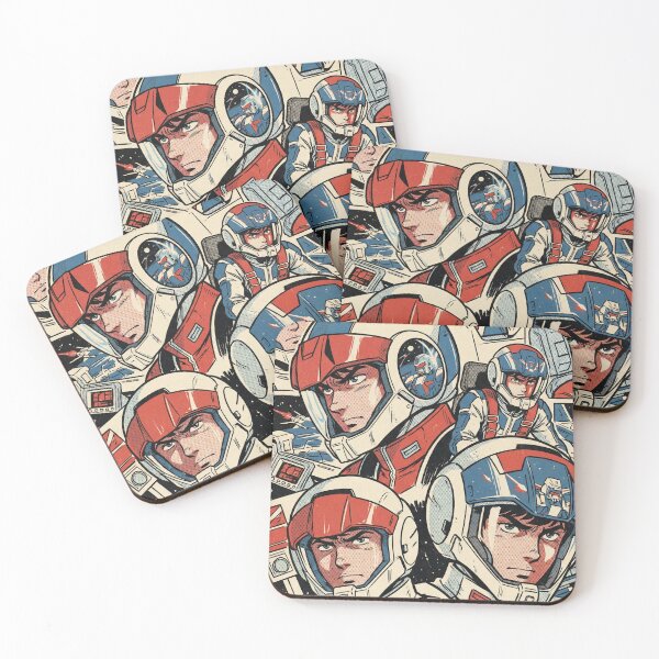Item preview, Retro Anime Space Pilots Collage | Vintage Mecha Halftone Comic Art Print designed and sold by weirdfishes123.