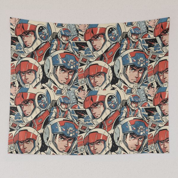 Item preview, Retro Anime Space Pilots Collage | Vintage Mecha Halftone Comic Art Print designed and sold by weirdfishes123.