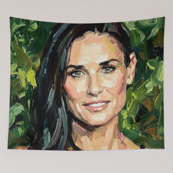 Item preview, Hollywood Radiance – Demi Moore Expressive Oil Portrait designed and sold by Art's Diner.