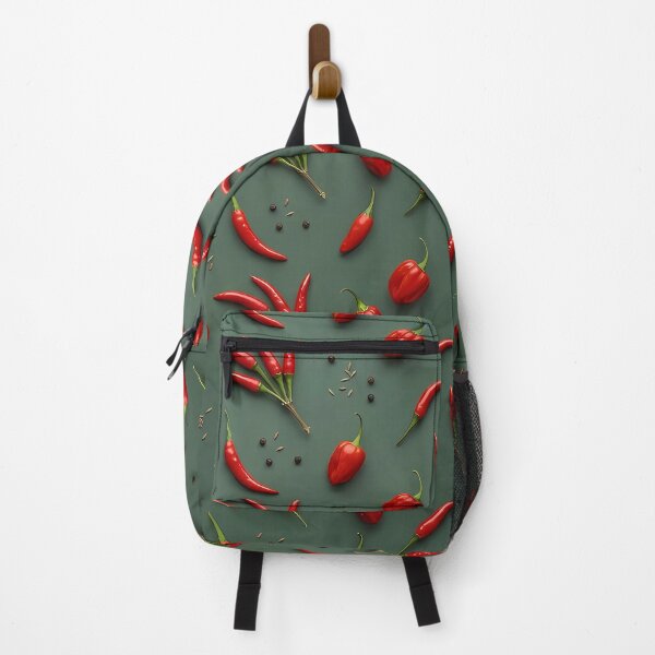 Item preview, Red Hot Chili Peppers Pattern – Spicy Dark Green Aesthetic designed and sold by PawsyVibe.