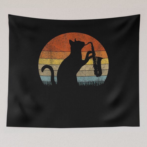 Item preview, Funny Saxophone Cat Musician Jazz Music Lover Retro Vintage designed and sold by Goleon12.