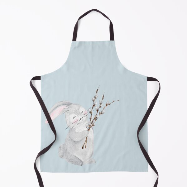 Item preview, A small gray rabbit with spring willow branches designed and sold by Sagi Jane Art.