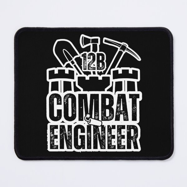 Item preview, 12B Combat Engineer – Army MOS Castle Design with Tools for Sapper Soldiers, Veterans & Military Supporters Distressed Black Font designed and sold by GFamilyC.