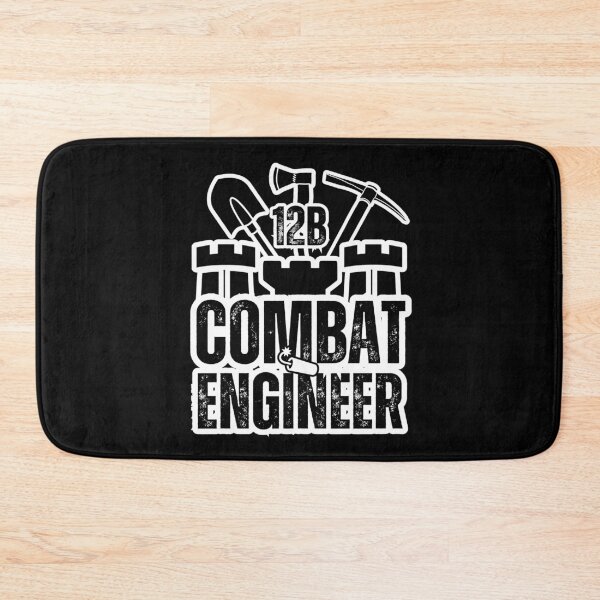 Item preview, 12B Combat Engineer – Army MOS Castle Design with Tools for Sapper Soldiers, Veterans & Military Supporters Distressed Black Font designed and sold by GFamilyC.