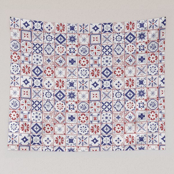 Item preview, Blue and Red Vintage Decorative Tile Pattern designed and sold by agiadesigns.