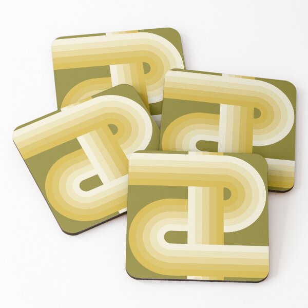 Item preview, Mid Century Modern Abstract Rainbow - Olive Green and Mustard Yellow designed and sold by JMgraphic.