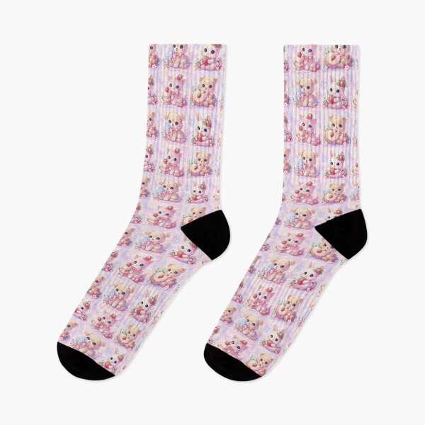 Item preview, Pastel Strawberry Baby Animals Pattern – Kawaii Bunny Bear Puppy Cute Aesthetic Design designed and sold by SparkleYukiArt.