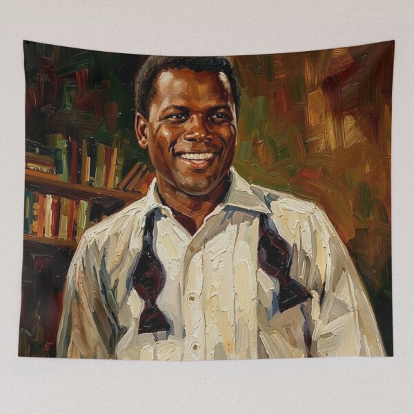 Item preview, Hollywood Trailblazer – Sidney Poitier Expressive Oil Portrait designed and sold by Art's Diner.