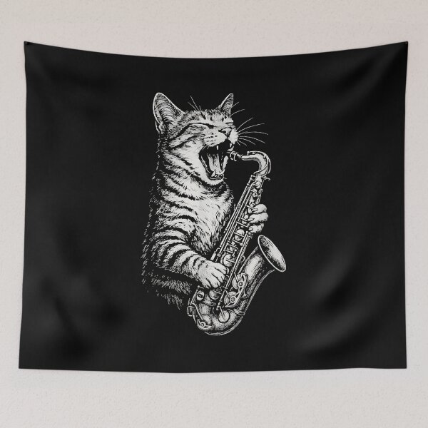 Item preview, Cat Playing Saxophone designed and sold by Goleon12.