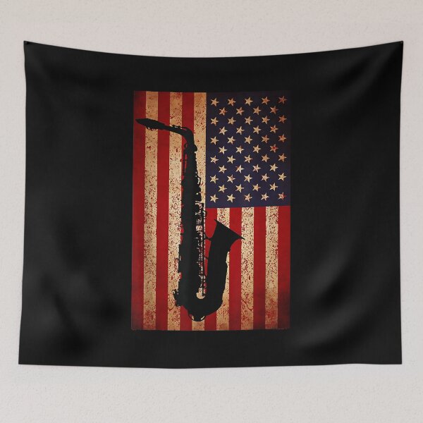 Item preview, Vintage American Flag Saxophone Funny Sax Music Player Gifts designed and sold by Goleon12.