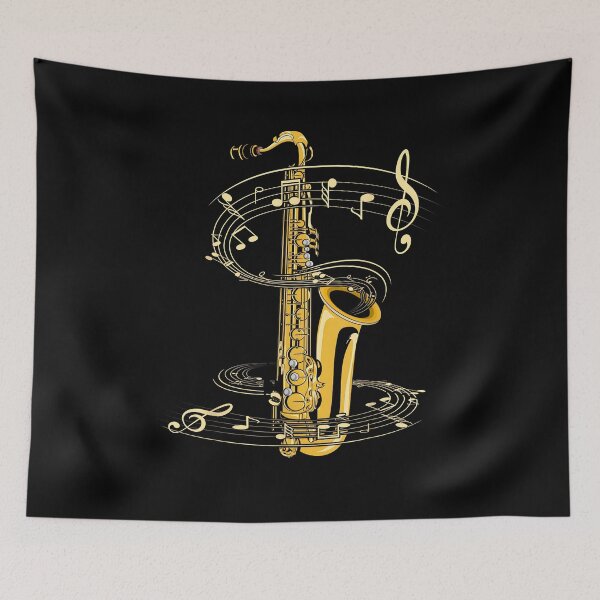 Item preview, Music Notes Treble Clef Saxophonist Jazz Musician Saxophone designed and sold by Goleon12.