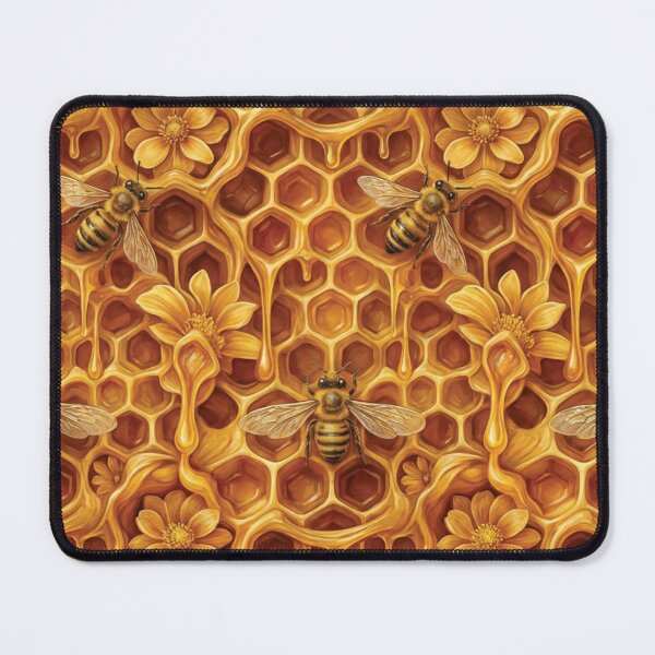 Item preview, Golden Honeycomb Bees and Spring Floral Seamless Pattern designed and sold by DGtaLrtcom.