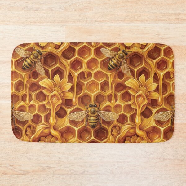 Item preview, Golden Honeycomb Bees and Spring Floral Seamless Pattern designed and sold by DGtaLrtcom.
