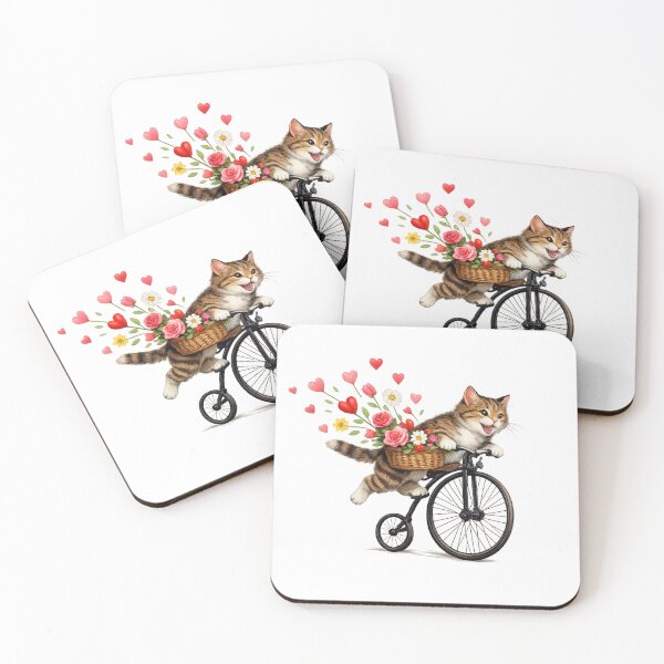 Item preview, Whiskers in Motion - Vintage Bicycle Cat designed and sold by TheJoyfulPen.