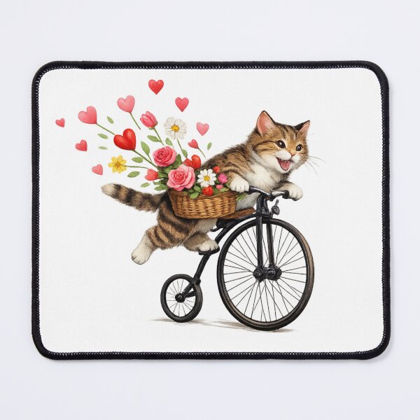 Item preview, Whiskers in Motion - Vintage Bicycle Cat designed and sold by TheJoyfulPen.