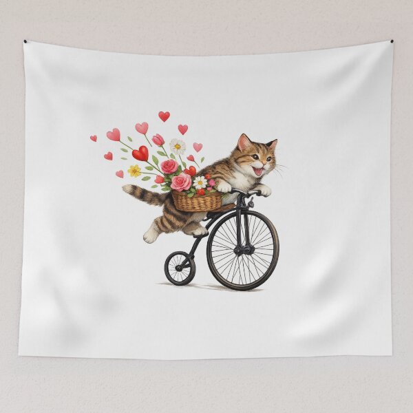 Item preview, Whiskers in Motion - Vintage Bicycle Cat designed and sold by TheJoyfulPen.