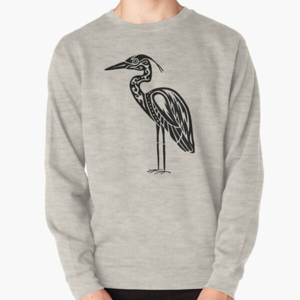 Great Blue Heron Tribal Design Pullover Sweatshirt