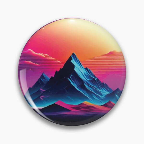 Item preview, Neon Synthwave Mountains with Glowing Sun designed and sold by Arturo Daniel Garcia Palomo.